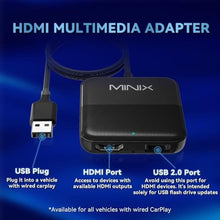 Load image into Gallery viewer, MINIX Car TV Mate Only for Cars with Factory Wired CarPlay Function HDMI Converter HDMI Multimedia Adapter for Fire TV Stick Gaming Laptop Switch Screen Throwers DVD Set-top Boxes 2.4GHz WiFi, black_2670
