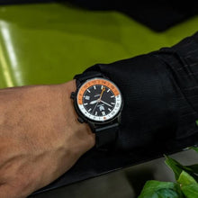 Load image into Gallery viewer, Minskolei Shield New Men's Wristwatch GMT Mechanical Automatic Watch 43MM Traveler Series Built-in Rotating Dual Time Zone Bezel, Stainless Steel Sapphire Glass 100M Waterproof Sports Rubber Strap, SteelBlack_1693
