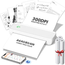 Load image into Gallery viewer, MinZhi Portable Thermal Printer,Wireless Supports 8.5" X 11"US Letter&amp;Legal,A4&amp;A5 Paper,Bluetooth Inkless Travel Compatible with Android iOS &amp; Laptop for Office Travel Home, White_1
