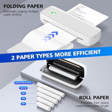 Load image into Gallery viewer, MinZhi Portable Thermal Printer,Wireless Supports 8.5" X 11"US Letter&amp;Legal,A4&amp;A5 Paper,Bluetooth Inkless Travel Compatible with Android iOS &amp; Laptop for Office Travel Home, White_6201
