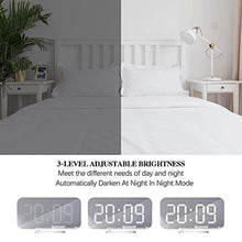 Load image into Gallery viewer, Miowachi White Digital Alarm Clock for Bedrooms, Small Desk Table Bedside Nightstand Cute Decorative LED Mirror Clock for Home Room Office Vanity, USB Charger_2343
