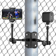 Load image into Gallery viewer, Mippko Magnetic Camera Fence Mount for GoPro/Mevo Start /insta360 /Pocket 3 /iPhone,Two 1/4"-20 Slots Net Chain Link Fence Holder for Recording Baseball/Softball/Tennis Games (2 Magic Arms), Black_1
