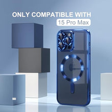 Load image into Gallery viewer, Misea Magnetic for iPhone 15 Pro Max Case with MagSafe [Never Yellowing] [Military Grade Drop Protection] Full Camera Lens Protector Plating Soft Clear Phone Case for Women Girls, Deep Blue, DeepBlue_7529
