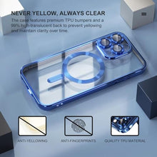 Load image into Gallery viewer, Misea Magnetic for iPhone 15 Pro Max Case with MagSafe [Never Yellowing] [Military Grade Drop Protection] Full Camera Lens Protector Plating Soft Clear Phone Case for Women Girls, Deep Blue, DeepBlue_7530
