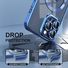 Load image into Gallery viewer, Misea Magnetic for iPhone 15 Pro Max Case with MagSafe [Never Yellowing] [Military Grade Drop Protection] Full Camera Lens Protector Plating Soft Clear Phone Case for Women Girls, Deep Blue, DeepBlue_7531
