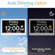 Load image into Gallery viewer, Mitoart 10.1 Inch Digital Alarm Clock with Date and Day of Week for Dementia Seniors, Clear Large Screen, Multiple Alarm Sets, Auto DST, Designed Specifically for Elderly - White_1303
