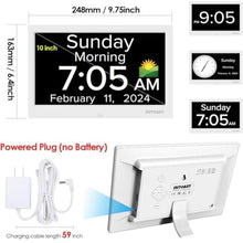 Load image into Gallery viewer, Mitoart 10.1 Inch Digital Alarm Clock with Date and Day of Week for Dementia Seniors, Clear Large Screen, Multiple Alarm Sets, Auto DST, Designed Specifically for Elderly - White_1306
