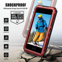 Load image into Gallery viewer, Mitywah Waterproof Case for iPhone SE 2020, Heavy Duty Military Grade Armor Metal Case, Full Body Protective Shockproof Dustproof Strong Rugged Thick Case for iPhone SE2, Red_8003
