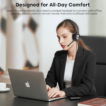Load image into Gallery viewer, MKJ USB Headset with Microphone, Noise Canceling Wired Headphone for Call Center, Office Headset for PC, Computer, Laptop, Work with Ms Teams, Zoom, Webex, Conference, Black_5510
