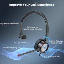 Load image into Gallery viewer, MKJ USB Headset with Microphone, Noise Canceling Wired Headphone for Call Center, Office Headset for PC, Computer, Laptop, Work with Ms Teams, Zoom, Webex, Conference, Black_5511
