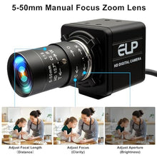 Load image into Gallery viewer, MMlove 8MP USB Camera High Speed 30fps 5-50mm 10X Optical Zoom Lens 2448P USB Webcam Manual Close up Zoom in and Out Golf Swing Camera for Industrial Machine Vision Support PC Raspberry Pi_5875
