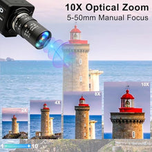 Load image into Gallery viewer, MMlove 8MP USB Camera High Speed 30fps 5-50mm 10X Optical Zoom Lens 2448P USB Webcam Manual Close up Zoom in and Out Golf Swing Camera for Industrial Machine Vision Support PC Raspberry Pi_5876
