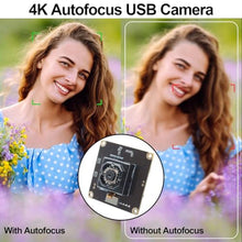 Load image into Gallery viewer, MMlove Ultra HD 4K Auto Focus Anti-Shake USB Camera Module 11MP 30fps 90 No Distortion Lens High Speed Lightburn Camera IMX258 Industrial Security Webcam for PC/Laptop/Raspberry Pi, BLACK_5724
