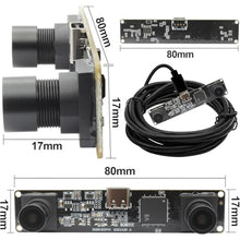 Load image into Gallery viewer, MMlove USB Stereo Camera Module 1200P 60FPS Global Shutter Synchronous Dual Lens 600P 120FPS High Speed 3D Webcam 94 Viewing Angle Lightburn Camera for VR Face Recognition,PC/Laptop/Raspberry Pi, Black_5850
