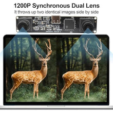 Load image into Gallery viewer, MMlove USB Stereo Camera Module 1200P 60FPS Global Shutter Synchronous Dual Lens 600P 120FPS High Speed 3D Webcam 94 Viewing Angle Lightburn Camera for VR Face Recognition,PC/Laptop/Raspberry Pi, Black_5853
