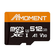 Load image into Gallery viewer, MMOMENT MM13 512GB Micro SDXC Card, A1, V30, UHS-I, U3, Class 10 Compatible, Read Up to 95 MB/s, Write Up to 70MB/s, SD Adapter Included, MMMAVGB_1
