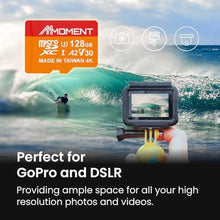 Load image into Gallery viewer, MMOMENT MM23 128GB Micro SDXC Card, A2, UHS-I, U3, V30, Class 10 Compatible, Read Up to 160 MB/s, Write Up to 100 MB/s, SD Adapter Included, MMAVGB_4974
