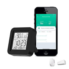 Load image into Gallery viewer, MOES Smart Temperature Humidity Monitor with IR Remote Control, Tuya WiFi Temperature Humidity Sensor with LCD Display for Home House Greenhouse Home Pet Garage, Compatible with Alexa, Black_1
