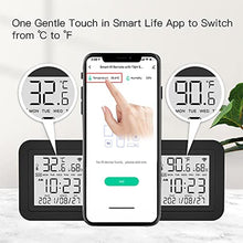 Load image into Gallery viewer, MOES Smart Temperature Humidity Monitor with IR Remote Control, Tuya WiFi Temperature Humidity Sensor with LCD Display for Home House Greenhouse Home Pet Garage, Compatible with Alexa, Black_8539
