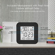 Load image into Gallery viewer, MOES Smart Temperature Humidity Monitor with IR Remote Control, Tuya WiFi Temperature Humidity Sensor with LCD Display for Home House Greenhouse Home Pet Garage, Compatible with Alexa, Black_8542
