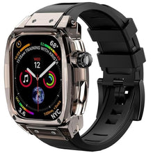 Load image into Gallery viewer, MOFREE Transparent Case with Rubber Band Compatible with Apple Watch Band 45mm, Rugged Band for Apple Watch Series 9 45mm Band Men, Shockproof Clear Protective Bumper Cover with Rubber Strap for_1
