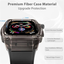 Load image into Gallery viewer, MOFREE Transparent Case with Rubber Band Compatible with Apple Watch Band 45mm, Rugged Band for Apple Watch Series 9 45mm Band Men, Shockproof Clear Protective Bumper Cover with Rubber Strap for_1264
