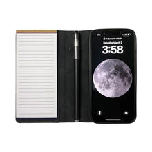 Load image into Gallery viewer, MOJO Notepad Phone Case for iPhone 13/14/15 - Folding Wallet Phone Case with Mini Pen and Note Pad (Black) (Fits iPhone 17)_1
