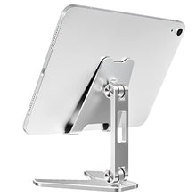 Load image into Gallery viewer, MoKo Tablet/Phone Stand, Adjustable&amp;Foldable Aluminum Desk Phone Stand for iPhone/Tablet 4-11", Fit with iPhone 14 Pro Max/14, iPad Air 4/Mini 6 2021, iPad Pro 11 2022, iPad 10.2 10th, Silver_1
