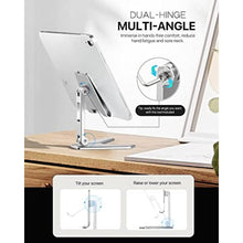 Load image into Gallery viewer, MoKo Tablet/Phone Stand, Adjustable&amp;Foldable Aluminum Desk Phone Stand for iPhone/Tablet 4-11", Fit with iPhone 14 Pro Max/14, iPad Air 4/Mini 6 2021, iPad Pro 11 2022, iPad 10.2 10th, Silver_658
