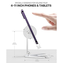 Load image into Gallery viewer, MoKo Tablet/Phone Stand, Adjustable&amp;Foldable Aluminum Desk Phone Stand for iPhone/Tablet 4-11", Fit with iPhone 14 Pro Max/14, iPad Air 4/Mini 6 2021, iPad Pro 11 2022, iPad 10.2 10th, Silver_660

