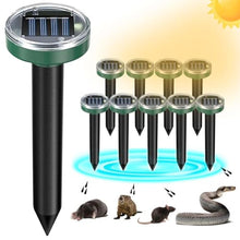 Load image into Gallery viewer, Mole Repellent Solar Powered 10 Pack Snake Repellent Ultrasonic, Groundhog Repeller,Gopher Repeller Sonic Mole Deterrent Spikes, Snake Gopher Mole Vole Repellent Outdoor for Lawn Garden &amp; Yard, Green_1
