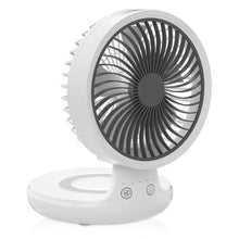 Load image into Gallery viewer, mollie 8-Inch Small Rechargeable USB Desk Fan Battery Operated with Speeds for Home Office Bedroom Mini Portable Personal Quiet Desktop Air Circulator Foldable Cooling Oscillating Table Fan, White_1
