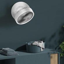 Load image into Gallery viewer, mollie 8-Inch Small Rechargeable USB Desk Fan Battery Operated with Speeds for Home Office Bedroom Mini Portable Personal Quiet Desktop Air Circulator Foldable Cooling Oscillating Table Fan, White_7581
