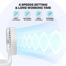 Load image into Gallery viewer, mollie 8-Inch Small Rechargeable USB Desk Fan Battery Operated with Speeds for Home Office Bedroom Mini Portable Personal Quiet Desktop Air Circulator Foldable Cooling Oscillating Table Fan, White_7582
