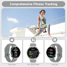 Load image into Gallery viewer, MOLOURK Smart Watches for Men Women, Waterproof Fitness Tracker, 1.43'' AMOLED Touchscreen Smartwatch for Android &amp; iPhone, 150+ Sports Modes, Heart Rate/SpO2/Stress/Sleep Monitor, 2 Bands, Silver_1802
