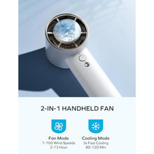 Load image into Gallery viewer, MOMAX Portable Handheld Fan, Speed(1-100) Adjustable Mini Fan, 3000mAh Battery Rechargeable Personal Fan, Digital Display, Gifts for Women Men Travel, Camping, Outdoor, White_2070
