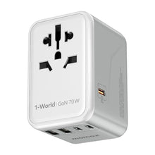 Load image into Gallery viewer, MOMAX Universal Travel Adapter 70W GaN, 3 USB-C PD &amp; 2 USB-A QC, International Power Adapter Outlet, 6-in-1 Wall Charger for Laptop, Phone, European Travel Plug Adapter for UK/US/AUS/JP_1

