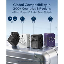 Load image into Gallery viewer, MOMAX Universal Travel Adapter 70W GaN, 3 USB-C PD &amp; 2 USB-A QC, International Power Adapter Outlet, 6-in-1 Wall Charger for Laptop, Phone, European Travel Plug Adapter for UK/US/AUS/JP, White_7906
