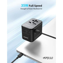 Load image into Gallery viewer, MOMAX Universal Travel Adapter, PD 35W Fast International Power Adapter, 3 USB C &amp; 2 USB A, Worldwide Travel Plug Adapter, International Power Adapter for Europe, USA, Japan, Australia (Type C/A/G/I), Black_1157

