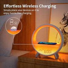 Load image into Gallery viewer, MOMILLA Sunrise Alarm Clock with Wireless Charging &amp; Bluetooth Speaker, Compatible with Airpods/iPhone, Smart APP Control, Sound Machine, Night Light Bedrooms, Alarm Clocks for Heavy Sleepers Adults, White_731
