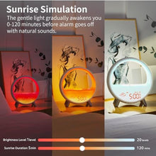 Load image into Gallery viewer, MOMILLA Sunrise Alarm Clock with Wireless Charging &amp; Bluetooth Speaker, Compatible with Airpods/iPhone, Smart APP Control, Sound Machine, Night Light Bedrooms, Alarm Clocks for Heavy Sleepers Adults, White_734
