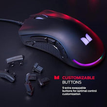 Load image into Gallery viewer, Monster Alpha 9.0 RGB Wired Gaming Mouse, Customizable Buttons, Programmable LED Lighting, True 16,000 Adjustable DPI, Ergonomic Optical PC Gaming Mouse for PC Gaming, Black_7177
