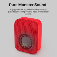 Load image into Gallery viewer, Monster Atomic Atom Wearable Bluetooth Speaker with Mics for Hands-Free Calls, IPX5 Waterproof, Compact and Portable Speaker for Workout, Cycling, Red_7126
