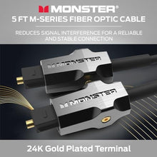 Load image into Gallery viewer, Monster M-Series 1000 Fiber Optic Toslink Cable, Optical Digital Audio Cable for Sound Bar and Home Theater System, Gold-Plated Connectors, 5 ft, Black_7979
