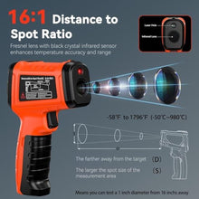 Load image into Gallery viewer, MOONASCEND -58F to 1796F Infrared Thermometer Gun, Dual-Mode 16:1, OrangeFtoFandFtoFholster_1497

