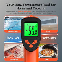 Load image into Gallery viewer, MOONASCEND Infrared Thermometer Gun, -58F to 1022F, 12:1 Non-Contact, OrangeFtoF_37
