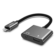 Load image into Gallery viewer, MOOU iPhone Splitter Audio and Charge Adapter [Apple MFi Certified] 2 in 1 Lightning to 3.5mm Headphones Jack + Charger Adapter for iPhone 14/14 Pro/13/13 Pro/13 Pro Max/12/12 Mini/11/11 Pro/X/XS/SE, Gray_1
