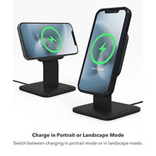 Load image into Gallery viewer, Mophie - 15W Wireless Charging Stand Compatible with snap and MagSafe for Smartphones, iPhone, Google Pixel, Samsung Galaxy, Qi-Enabled Devices, Black_2355

