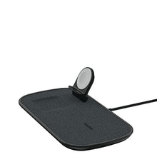 Load image into Gallery viewer, mophie 3-in-1 Wireless Charging Pad - 7.5W Qi-Certified for Fast Charging, Compatible with iPhone 11, 12, 11/12 Pro/Pro Max, XS Max, XS, XR, X, iPhone 8| 8 Plus, AirPods &amp; Apple Watch (Black), FabricBlack_2138
