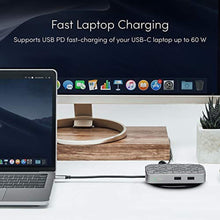 Load image into Gallery viewer, Moshi Symbus Q USB C Hub, 6-in-1 Docking Station with 15W Wireless Charger for iPhone 12 Series, AirPods Pro/Galaxy/Pixel, HDMI 4K HDR, USB C PD Fast-Charging 60W, Dual USB-A, Gigabit Ethernet Port, Grey_7220
